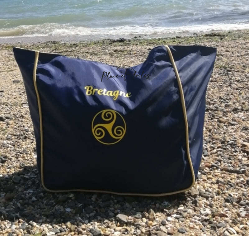 cabas bleu et jaune Bretagne Pluie et Toiles Saint Brieuc